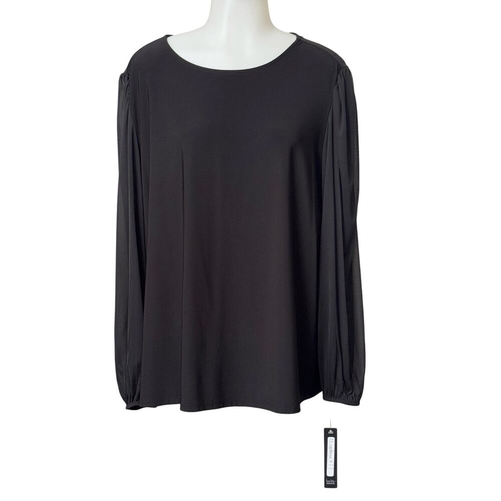 Nicole Miller Plus Size 2X Black Sheer Long Sleeve Formal Shirt NWT